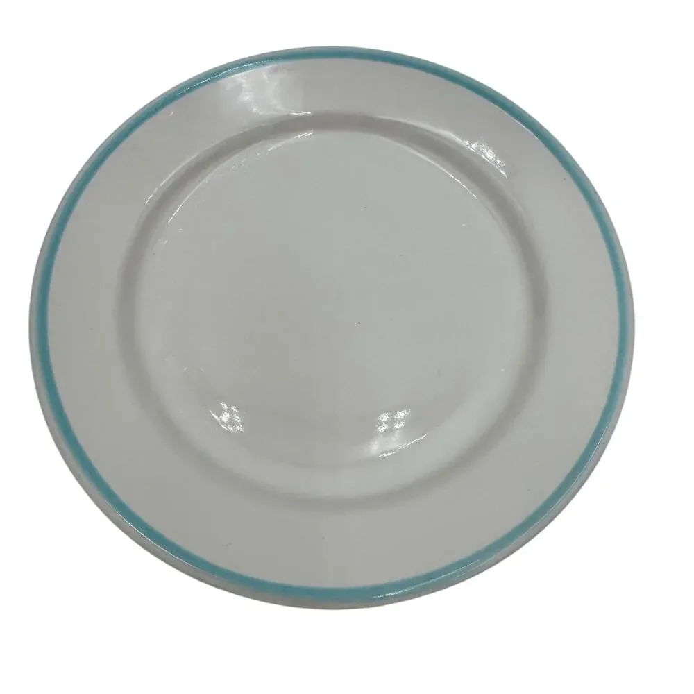 Duktig Ceramic Tea Plates Petit Fours Plates Set/4 Pink Yellow Blue Green Rims